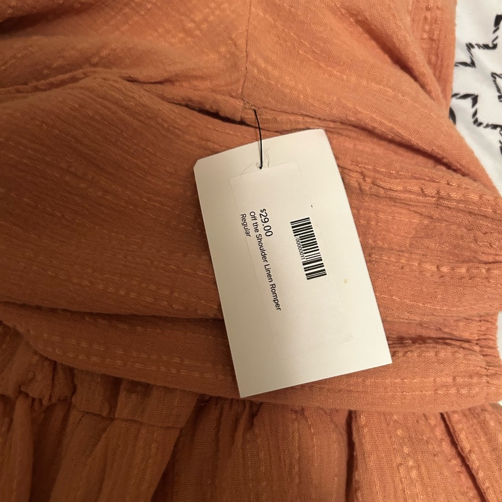Rust Orange Linen Romper